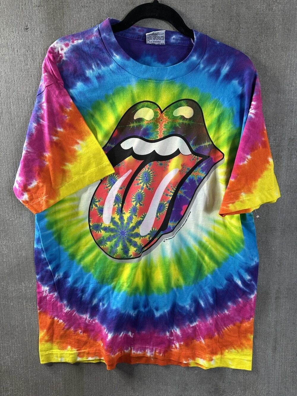 ROLLING STONES 1994 VINTAGE TYE DYE T SHIRT Liquid Blue XL